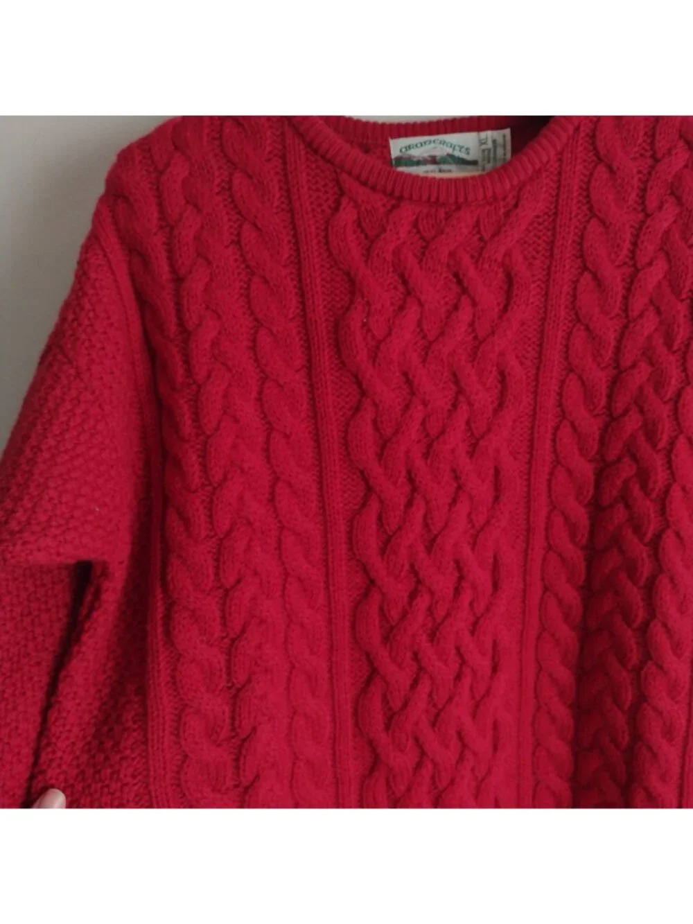Aran Crafts Red Sweater XL NEW Wool Cashmere Cable Knit Fisherman Pullover NWT